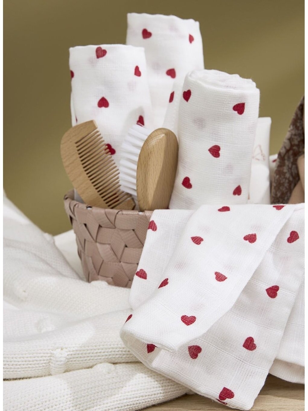 3pcs. Gauze (muslin) diaper set, Meyco Baby (Sweet Heart Red) 1 3pcs. Gauze (muslin) diaper set, Meyco Baby (Sweet Heart Red) 1