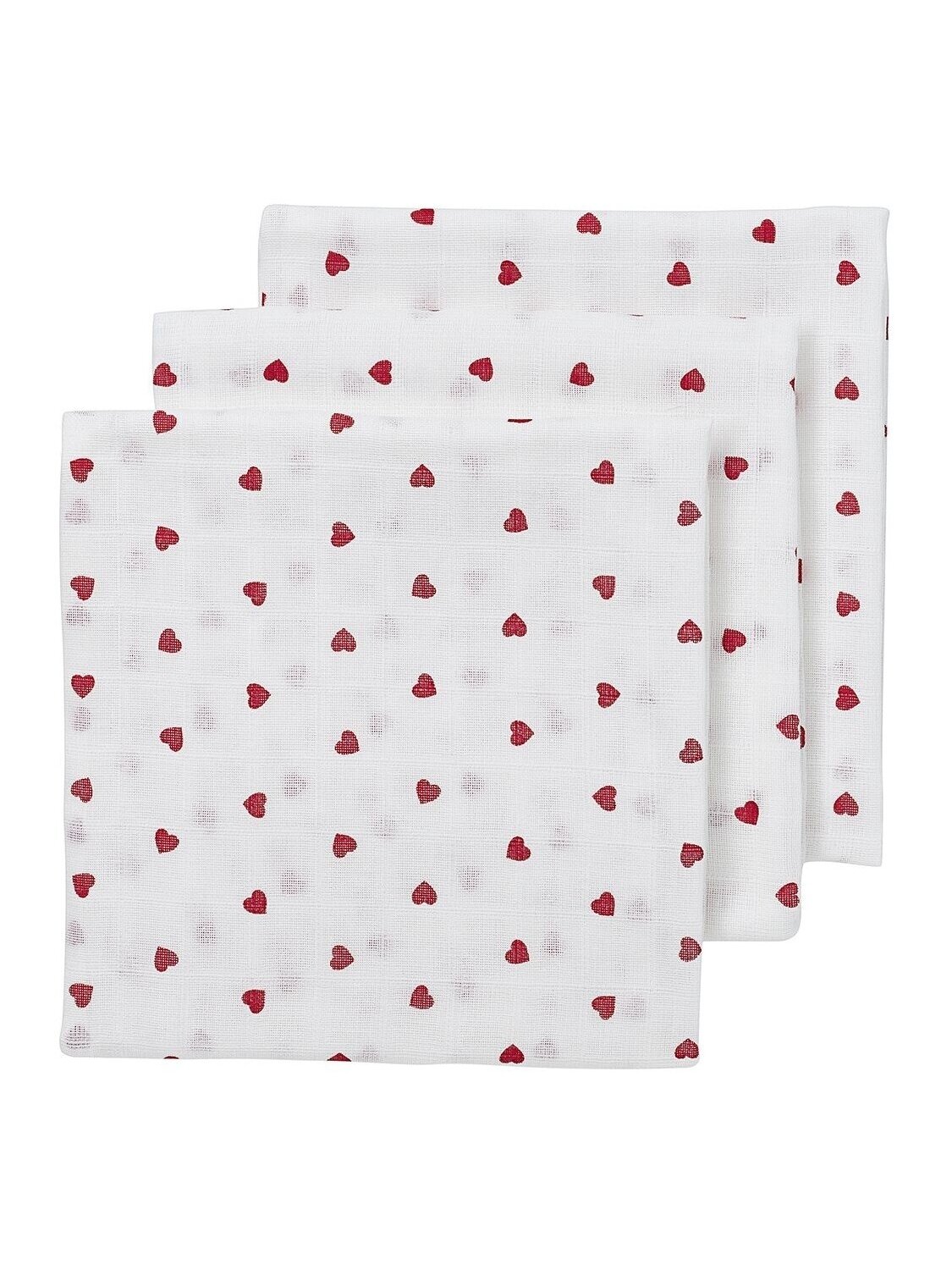 3pcs. Gauze (muslin) diaper set, Meyco Baby (Sweet Heart Red) 3pcs. Gauze (muslin) diaper set, Meyco Baby (Sweet Heart Red)