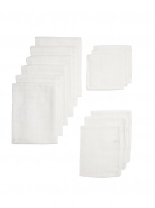 12pcs. Gauze (muslin) diaper set, Meyco Baby (Basic Uni White)