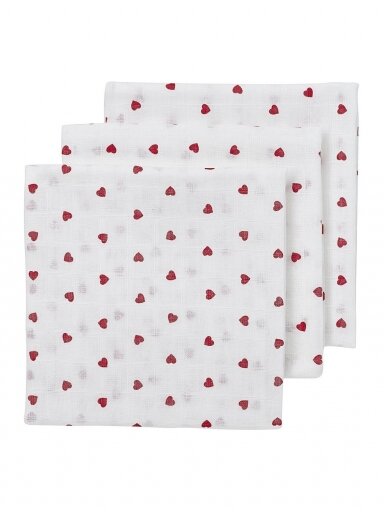 3pcs. Gauze (muslin) diaper set, Meyco Baby (Sweet Heart Red)