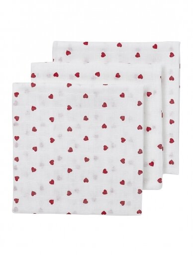 3pcs. Gauze (muslin) diaper set, Meyco Baby (Sweet Heart Red)