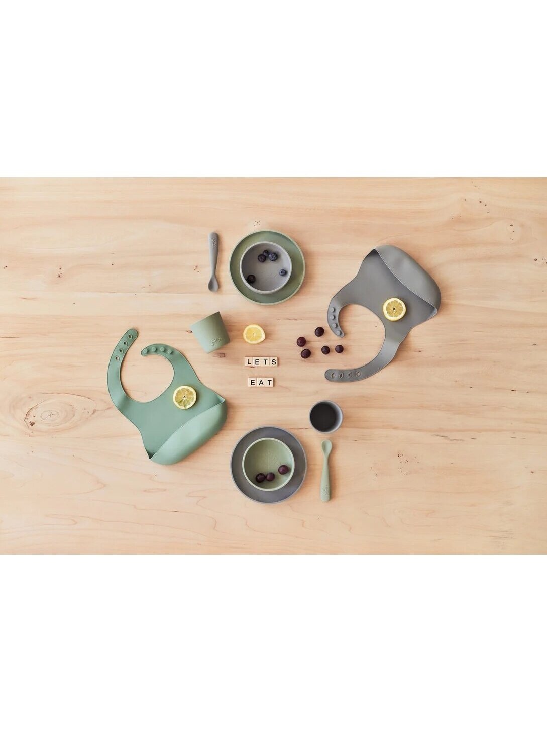 Children's Dinner Set Silicone - Storm Grey - 4 Pack, Jollein 2 Children's Dinner Set Silicone - Storm Grey - 4 Pack, Jollein 2