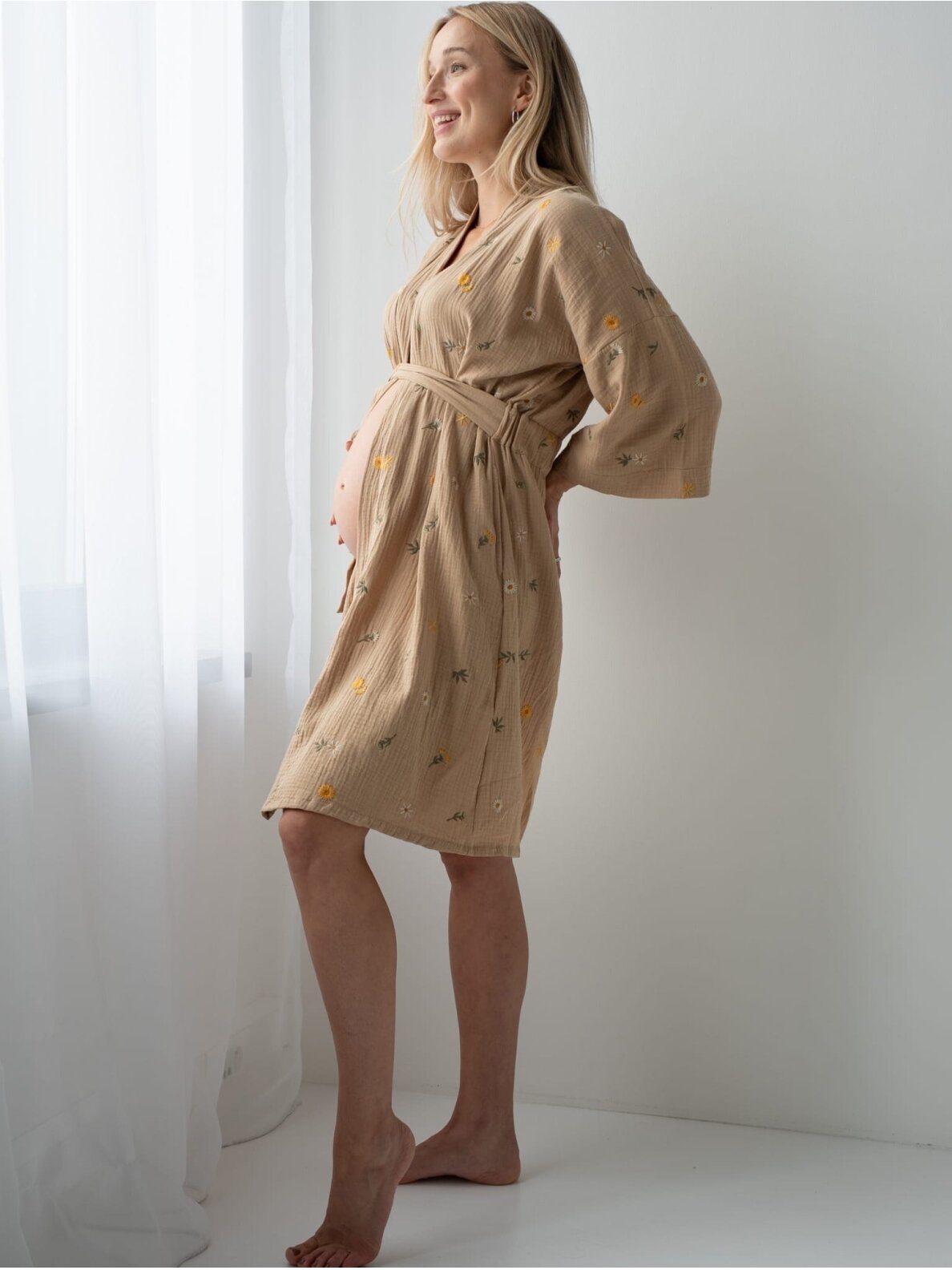 Muslin maternity robe Latte mama (Herbal/beige) 2