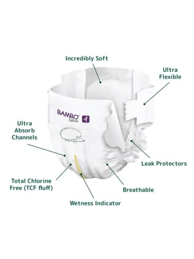Ekoloģiskās autiņbiksītes BAMBO NATURE 4 (7-14 kg), 24 gab.
