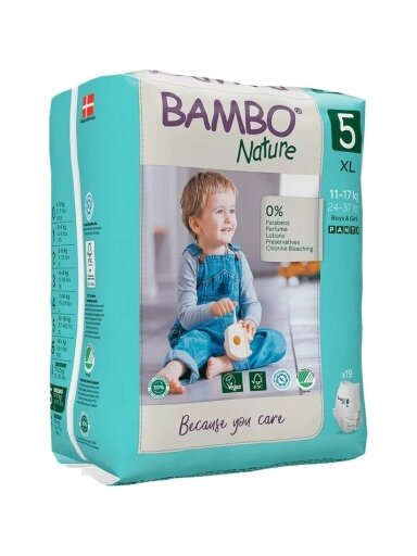 Ekoloģiskās autiņbiksītes BAMBO NATURE 5 (11-17 kg), 19 gab.