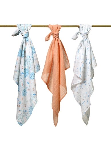 BabyOno muslīna autiņi, 3 gab., oranžā krāsā 2 BabyOno muslīna autiņi, 3 gab., oranžā krāsā 2