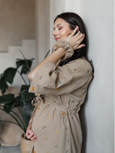 Muslin maternity robe Latte mama (Herbal/beige) 5 Muslin maternity robe Latte mama (Herbal/beige) 5