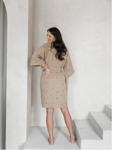 Muslin maternity robe Latte mama (Herbal/beige) 6