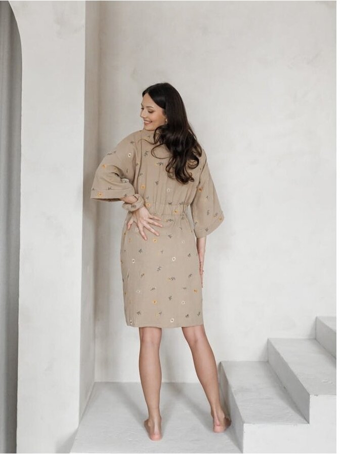 Muslin maternity robe Latte mama (Herbal/beige) 6