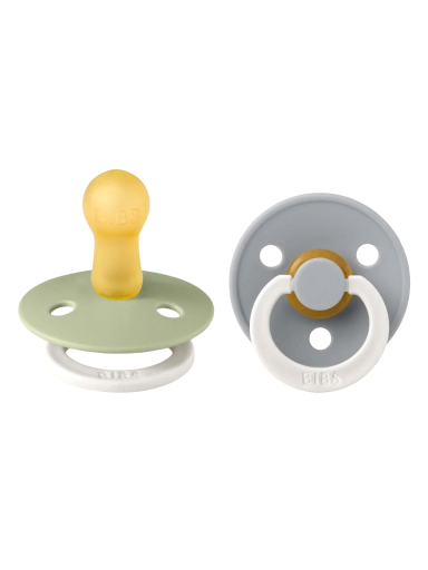 BIBS Colour Round Pacifier 2 gab. (Sage glow/cloud glow) 6+months