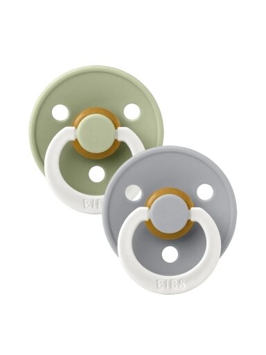 BIBS Colour Round Pacifier 2 gab. (Sage glow/Cloud glow) 18+months 3size