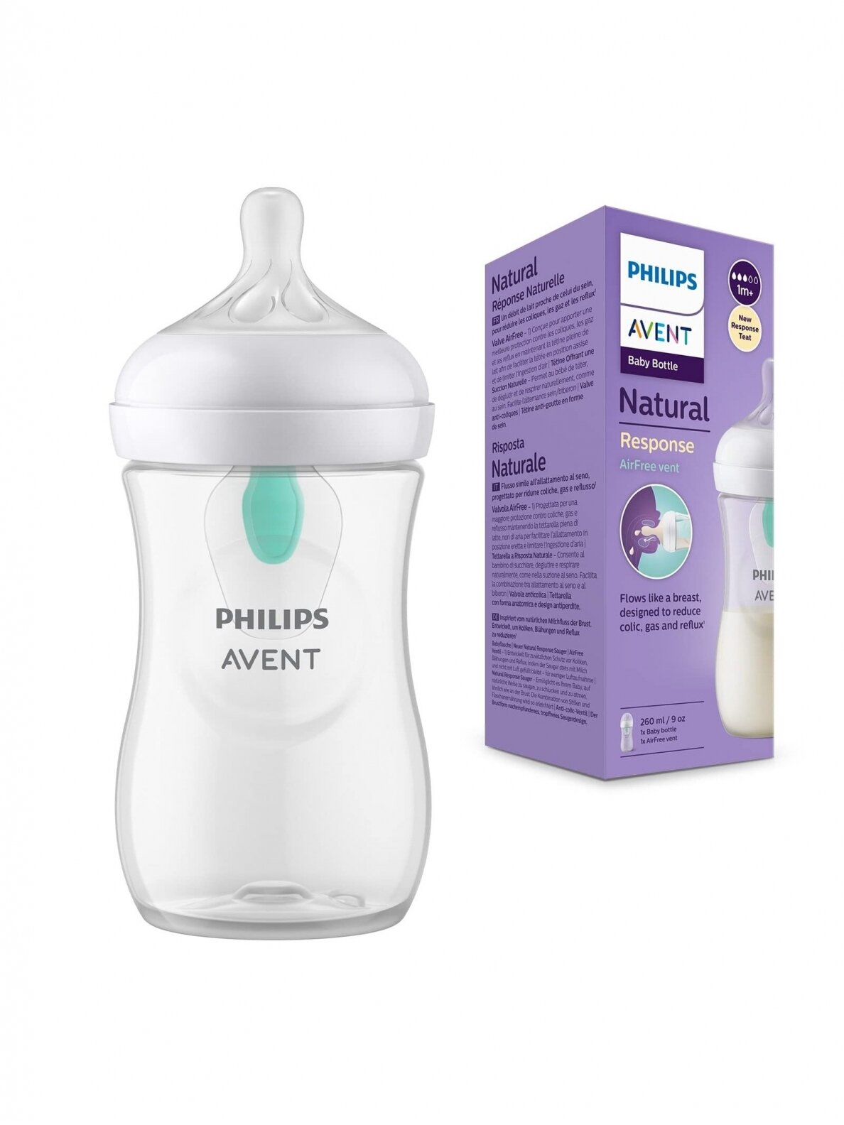 Pudelīte Philips Avent Natural Response AirFree SCY673/01, 1+ mēn, 260 ml Pudelīte Philips Avent Natural Response AirFree SCY673/01, 1+ mēn, 260 ml