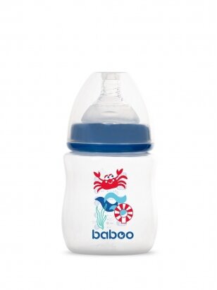 Baboo Anti-Colic Feeding Bottle, 150 ml, Blue, Marine, 0+ Months