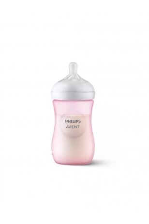 Pudelīte Philips Avent Natural Response, rozā, 1 mēn+, 260 ml