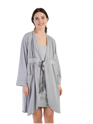 Maternity robe, Dots, by Vienetta (grey/white)