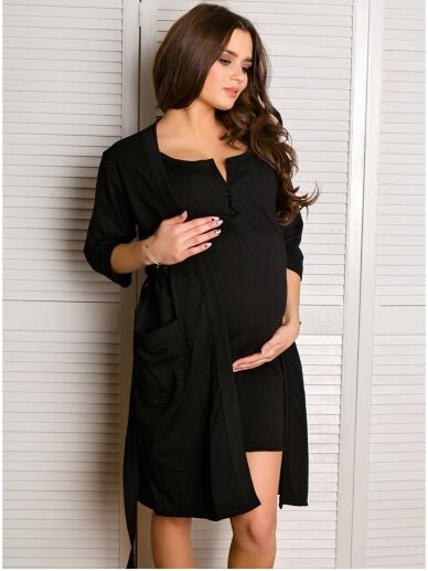 Robe for pregnant and nursing, Basic, by ForMommy (black) 1