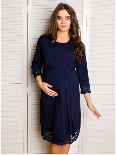 Robe for pregnant and nursing, Grace, by ForMommy (dark blue) 4