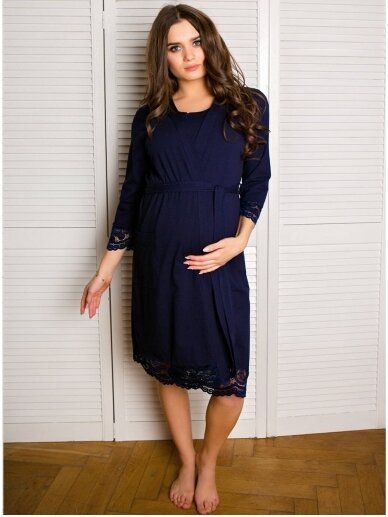 Robe for pregnant and nursing, Grace, by ForMommy (dark blue) 6