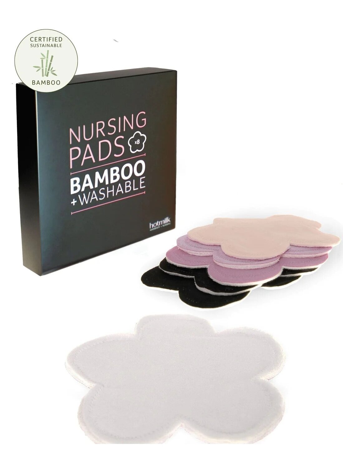 HotMilk Reusable Nursing Pads for Breastfeeding Mothers, 8 pcs. HotMilk Reusable Nursing Pads for Breastfeeding Mothers, 8 pcs.