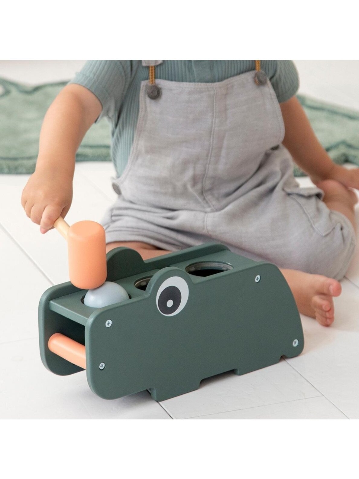 Done by Deer Wooden Hammer Toy Croco Green 12 months+ 4