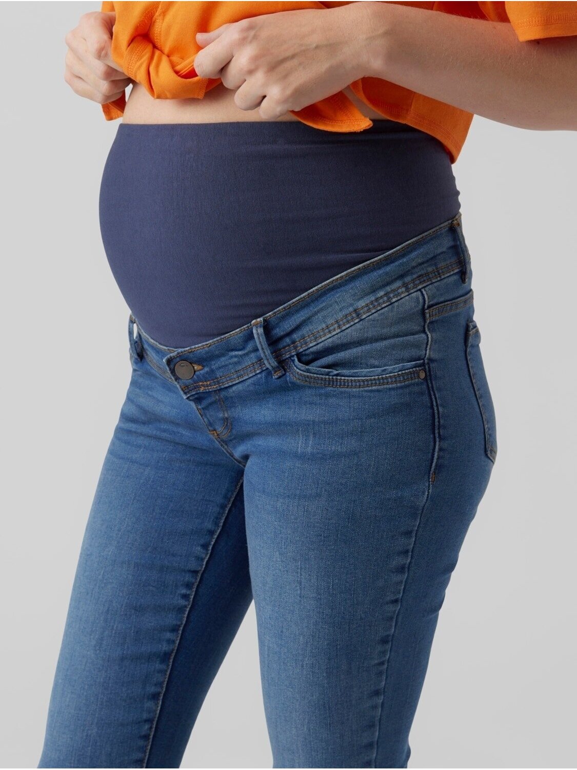 Maternity Jeans, Slim Fit, Medium Blue, Mama;licious 2