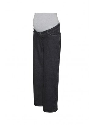 Wide leg fit low waist jeans by Mama;licious (dark grey)