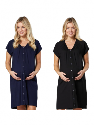 2Pack - Maternity & Nursing labour nightdress by CC (black/navy)