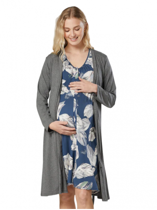 Maternity & Nursing labour nightdress by CC (blue with feathers)