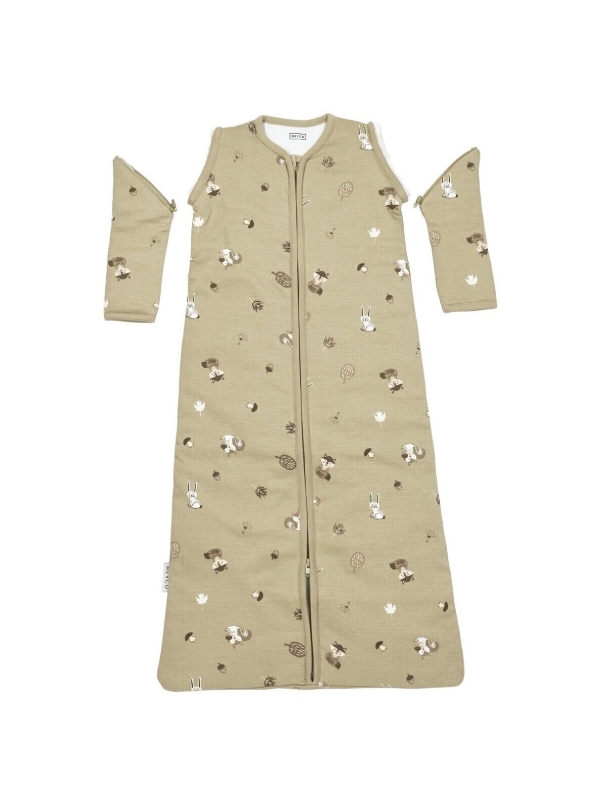 Sleeping bag with detachable sleeves 110 cm, TOG 2.5, Meyco (Forest Animals Sand) 2 Sleeping bag with detachable sleeves 110 cm, TOG 2.5, Meyco (Forest Animals Sand) 2