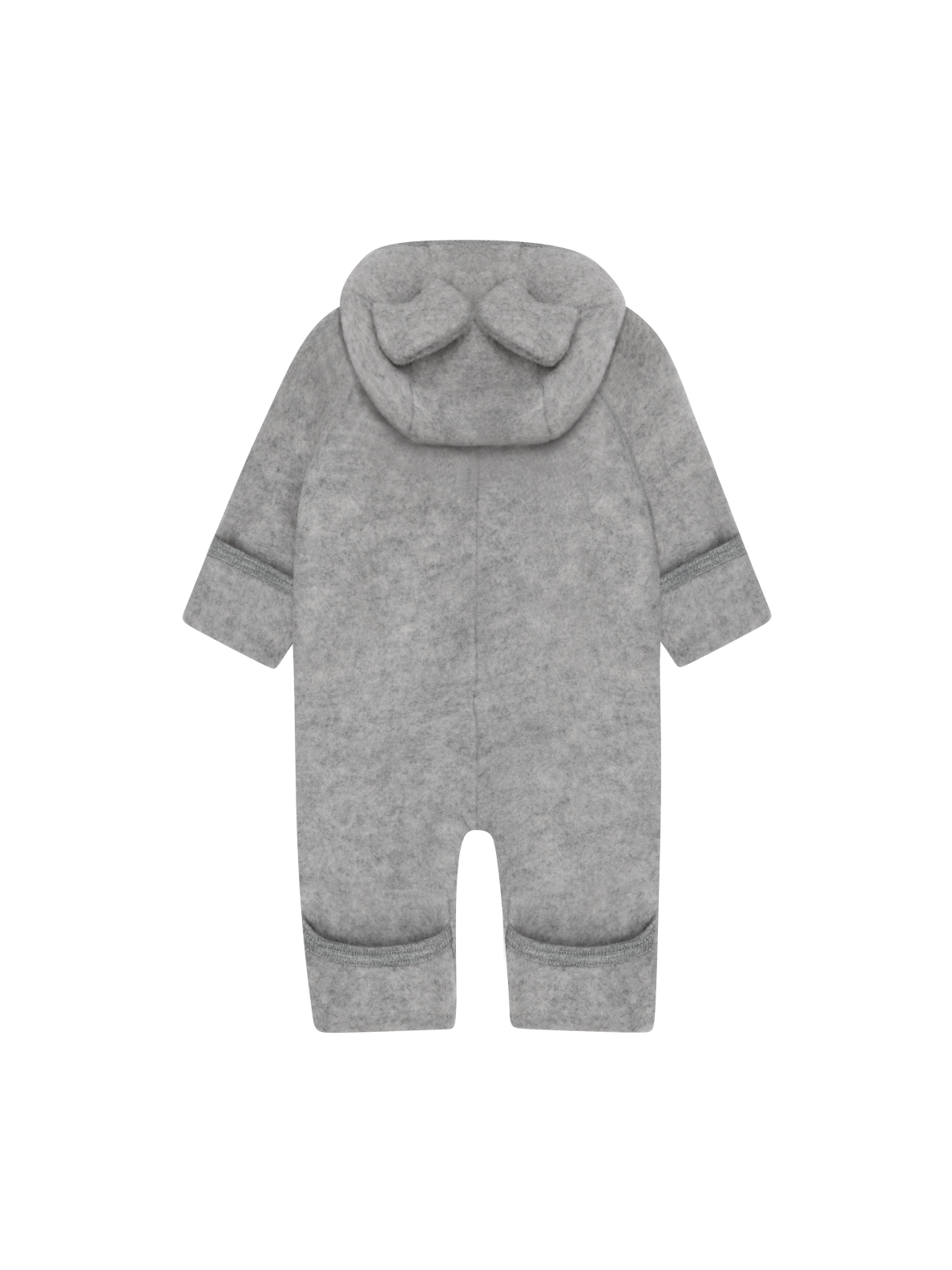 Huttelihut vilnas kombinezons zīdainim ar kapuci ar austiņām, Medium Grey Melange 2