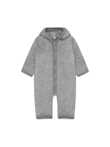 Huttelihut vilnas kombinezons zīdainim ar kapuci ar austiņām, Medium Grey Melange
