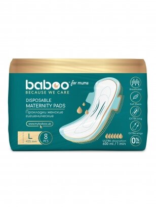 Pads for postpartum panties, size L, 8 pcs., Baboo