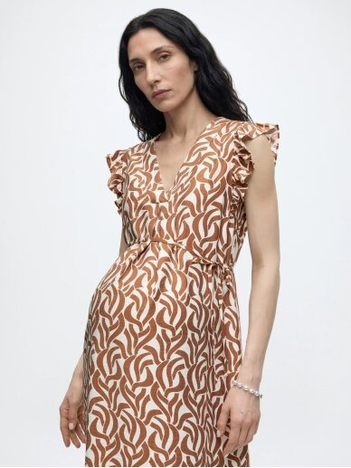 Viscose dress for pregnant  women MLGLORIA Mama;licious (Light brown) 4
