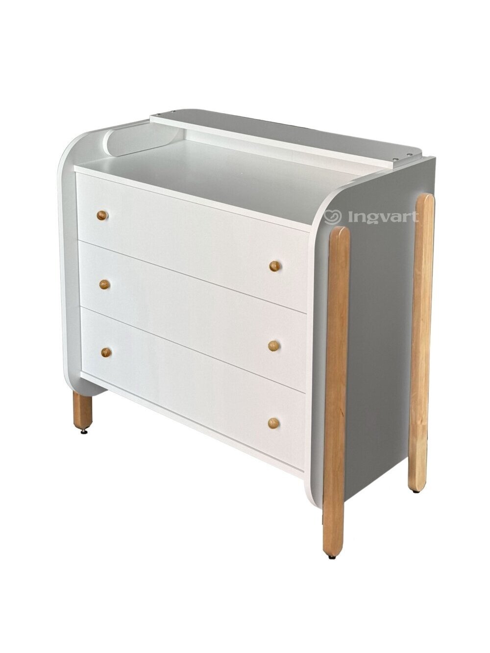NIKA Dresser with Changing Table, White/Natural NIKA Dresser with Changing Table, White/Natural