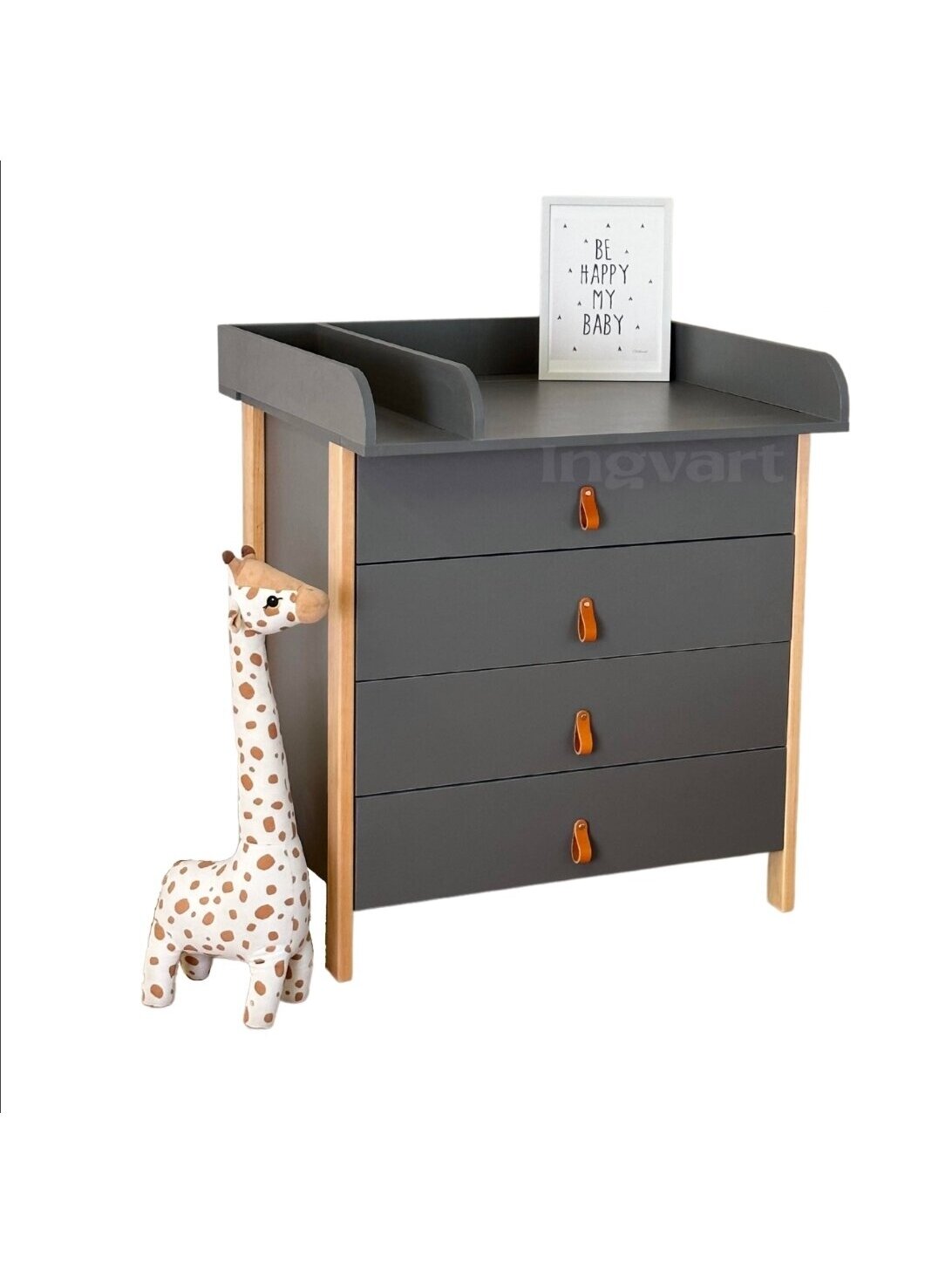 SCANDI Dresser with Changing Table, Graphite/Natural SCANDI Dresser with Changing Table, Graphite/Natural