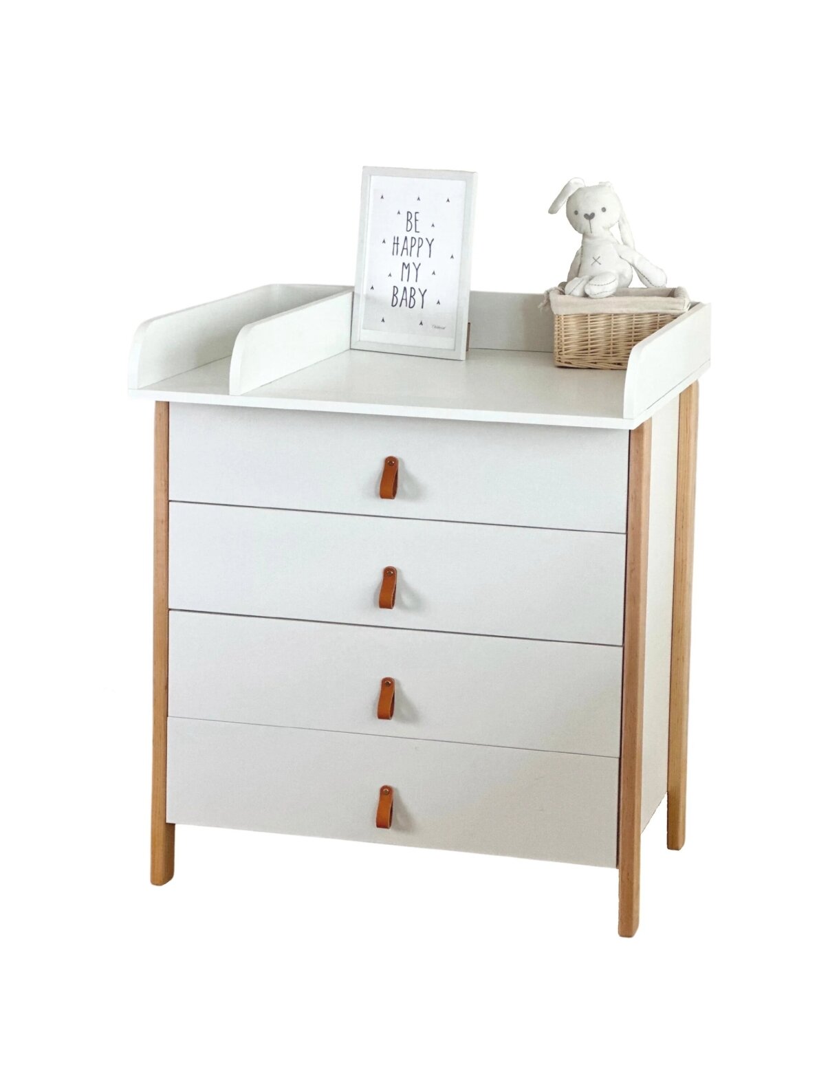 SCANDI Dresser with Changing Table, White/Natural
