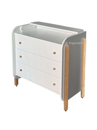 NIKA Dresser with Changing Table, White/Natural