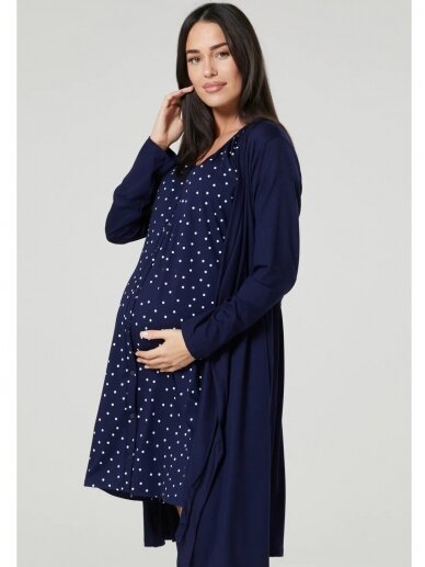 Maternity & Nursing labour nightdress by CC (dark blue/white dots) 7