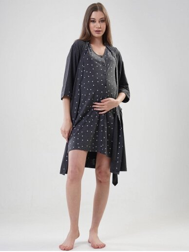 Maternity nursing nightwear set by Vienetta (dark grey) 1