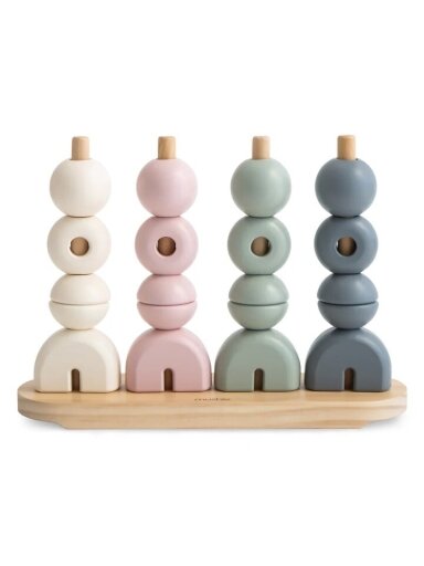 Wooden stacking toy, Wooden multi shape stacker, Mushie