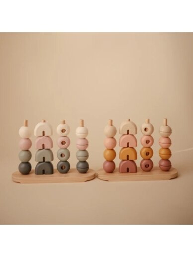 Wooden stacking toy, Wooden multi shape stacker, Mushie 2 Wooden stacking toy, Wooden multi shape stacker, Mushie 2