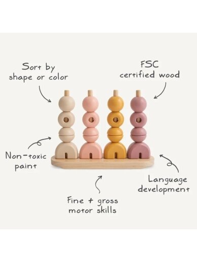 Wooden stacking toy, Wooden multi shape stacker, Mushie 1 Wooden stacking toy, Wooden multi shape stacker, Mushie 1