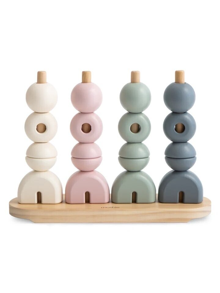 Wooden stacking toy, Wooden multi shape stacker, Mushie Wooden stacking toy, Wooden multi shape stacker, Mushie