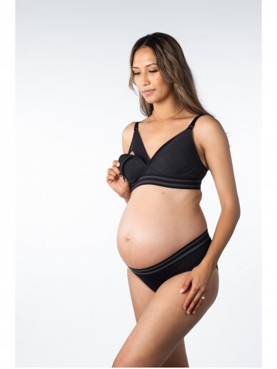 Bra for pregnant and nursing, cotton, Hot Milk, (dark grey) 4