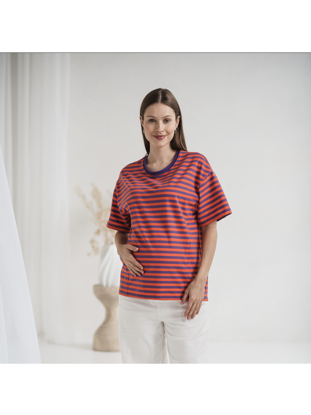 Maternity & Nursing T-Shirt Mamahood (Purple-Orange Stripes) Maternity & Nursing T-Shirt Mamahood (Purple-Orange Stripes)