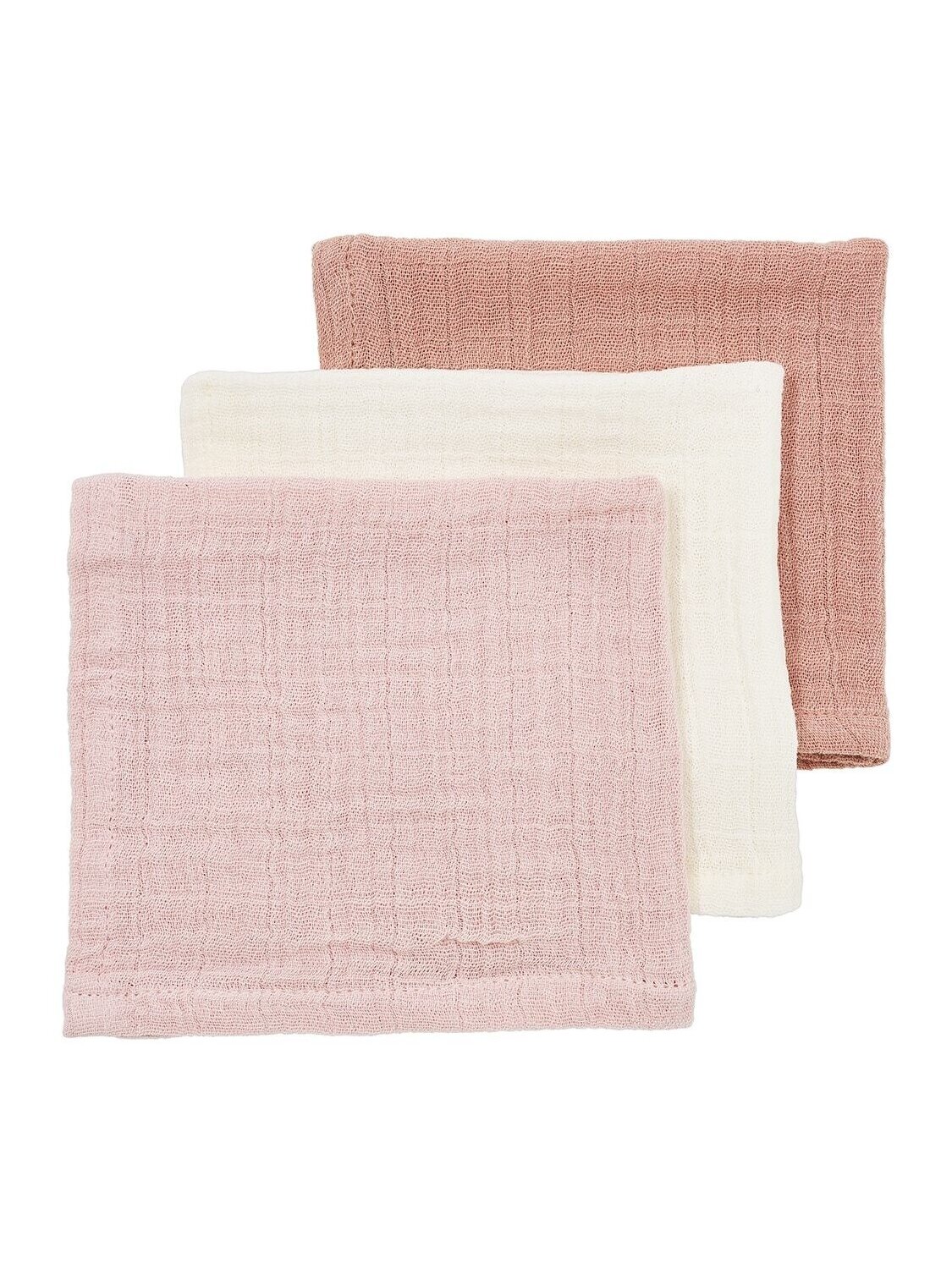 Muslin diapers set, 3 pcs. 30x30, Meyco Baby soft rose/rose/naturel Muslin diapers set, 3 pcs. 30x30, Meyco Baby soft rose/rose/naturel