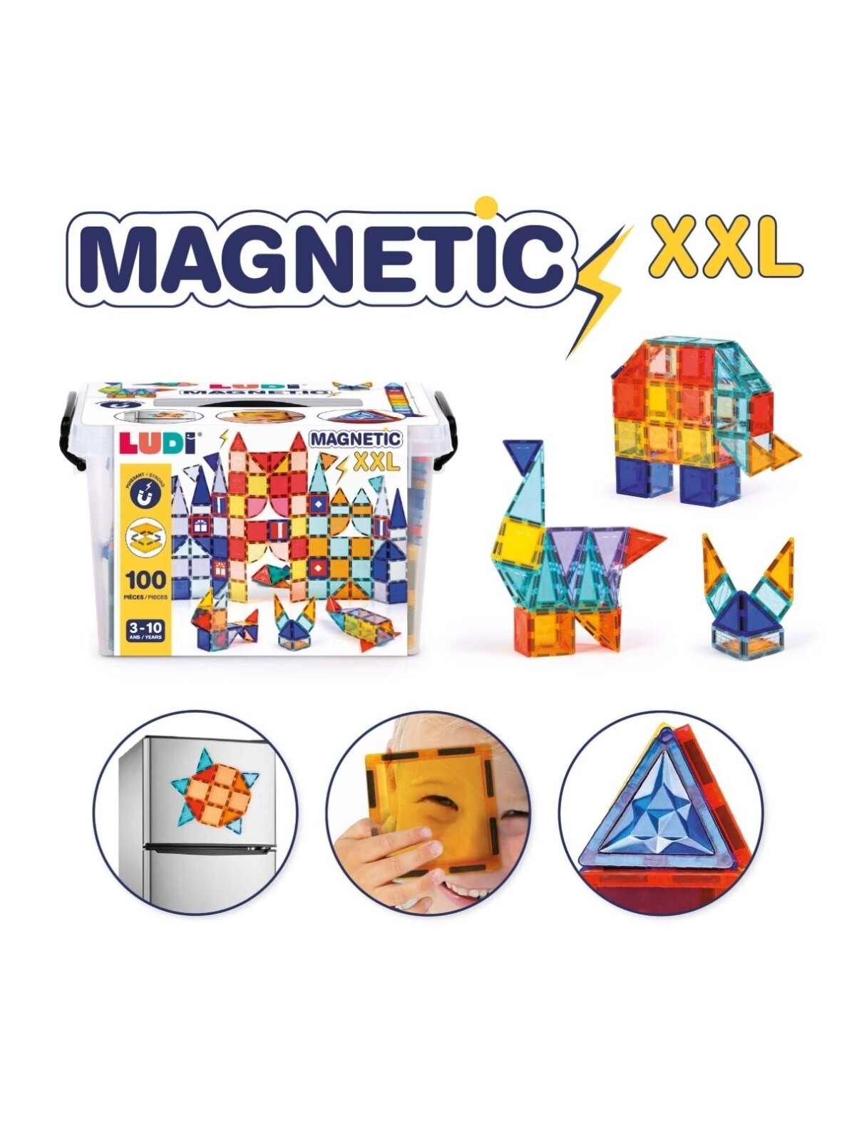 Magnētiskais konstruktoru komplekts XXL, 100 detaļas, LUDI 2 Magnētiskais konstruktoru komplekts XXL, 100 detaļas, LUDI 2