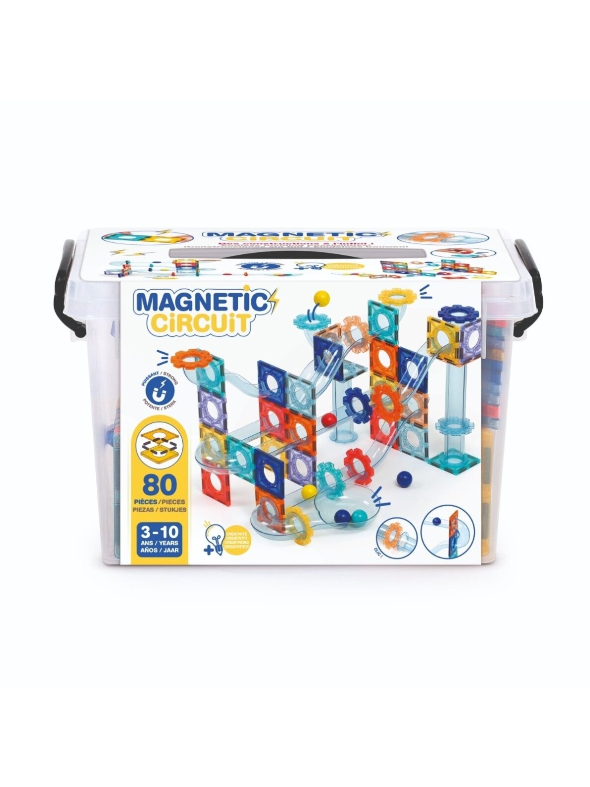 Magnetic marble run, 80 pieces, LUDI 2 Magnetic marble run, 80 pieces, LUDI 2