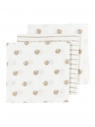 Muslin diapers set, 3 pcs. 70x70, Meyco Baby ( Dot Stripe sand )
