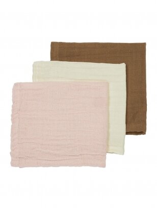 Muslin diapers set, 3 pcs. 30x30, Meyco Baby (uni offw/soft pink/ toffee)